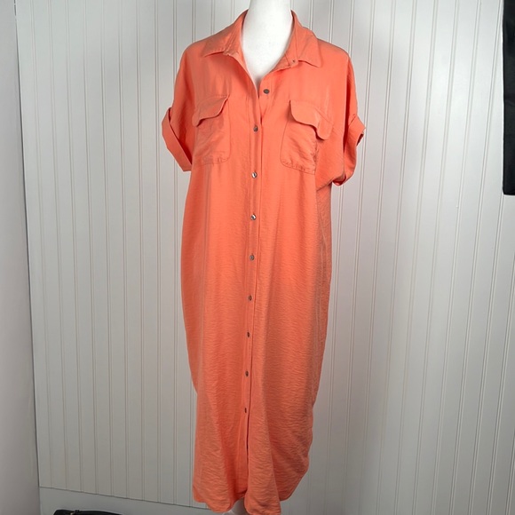Ann Taylor Factory Dresses & Skirts - Ann Taylor Factory Orange Button-Down Dress